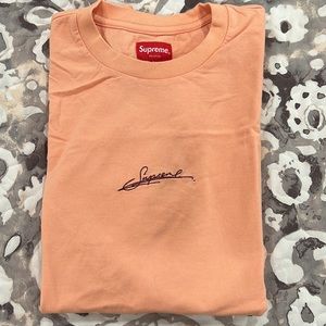 Supreme Script Tee Shirt - Light Orange Cream - Medium